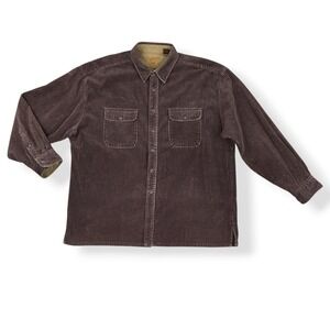 St Johns Bay Heavyweight Shirt Mens XL Brown Corduroy Shacket Button Chore